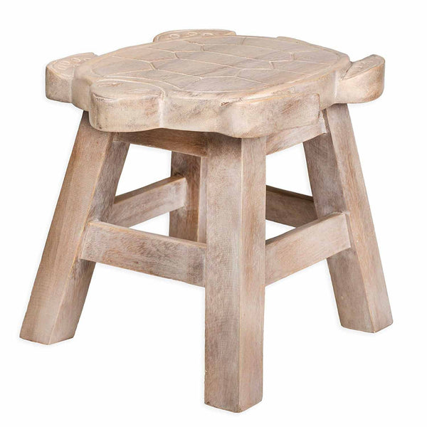 Sea Turtle Handcrafted Wood Stool Footstool - inthegardenandmore.com