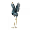 Seaside Blue Metallic Crane Metal Yard Art Sculpture (down) - inthegardenandmore.com