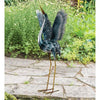 Seaside Blue Metallic Crane Metal Yard Art Sculpture (up) - inthegardenandmore.com