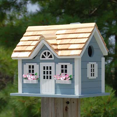 Seaside Blue Nantucket Cottage Bird House - inthegardenandmore.com