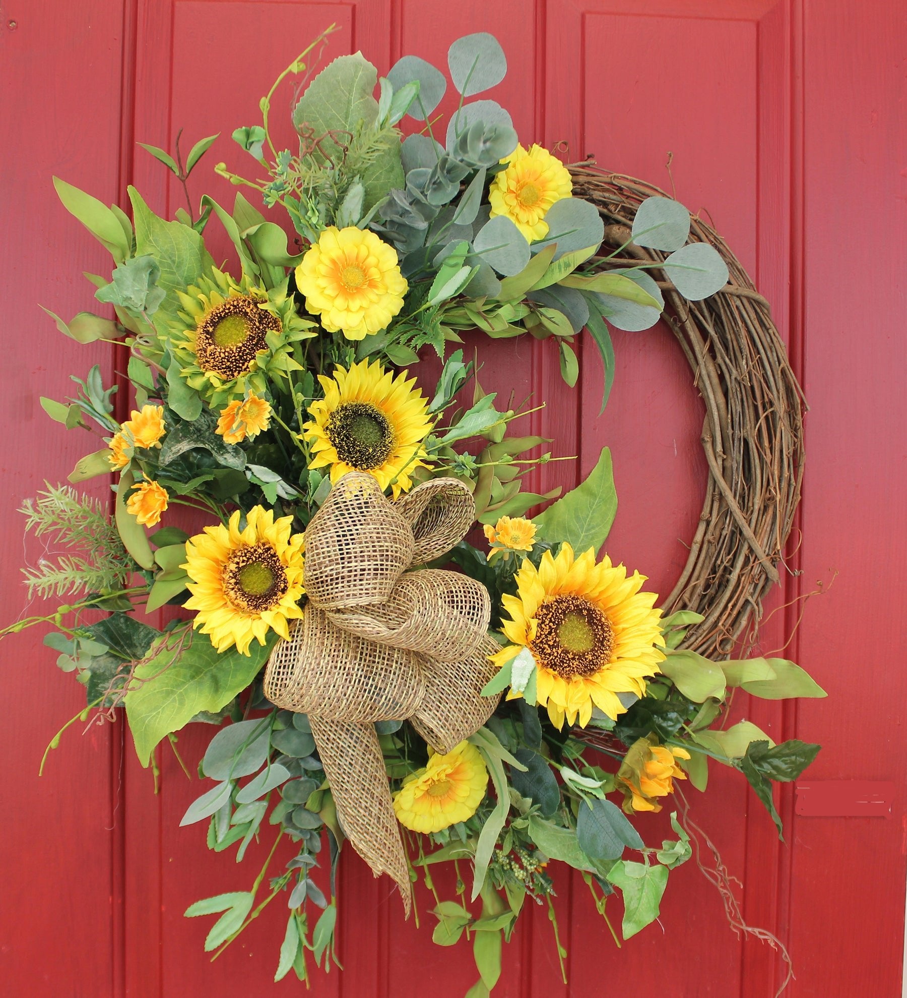 Summer Sunflower fashion Floral Grapevine Wreath