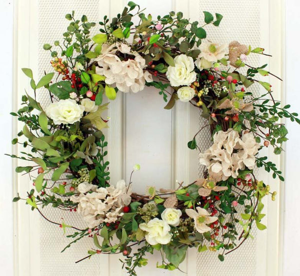 Simplicity of Beige Decorative Front Door Wreath (23 inch) - inthegardenandmore.com