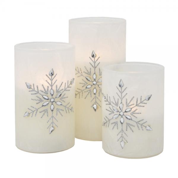 Snowflake LED Candle Set – Set of 3 - inthegardenandmore.com