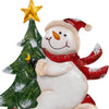 Snowmen Decorating Christmas Tree Metal Yard Art - inthegardenandmore.com