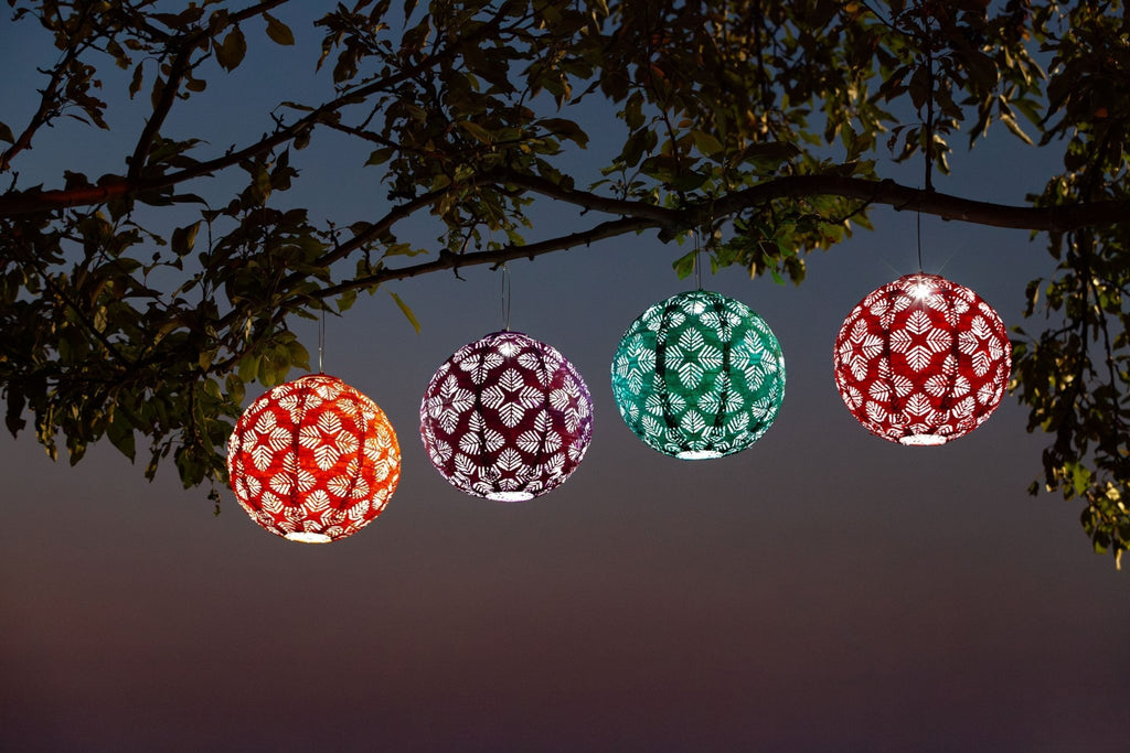 Soji Stella - Brights Geo Palm - 12" Solar Lantern - inthegardenandmore.com