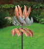 Solar Lotus Leaves Vertical Metal Kinetic Garden Stake Wind Spinner - inthegardenandmore.com