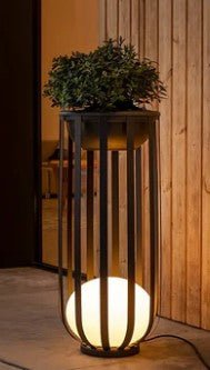 Solar Powered LED Metal Outdoor Side Table / Plant Stand - inthegardenandmore.com