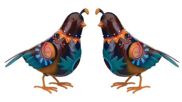 Southwestern Sedona Metal Quail Statuary – Set of 2 - inthegardenandmore.com