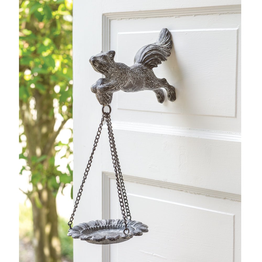 Squirrel Cast Iron Wall Mounted Bird Feeder Birdbath - inthegardenandmore.com