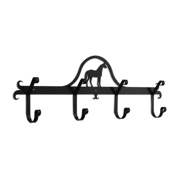 Standing Horse Wrought Iron Wall Mounted Coat Rack - inthegardenandmore.com