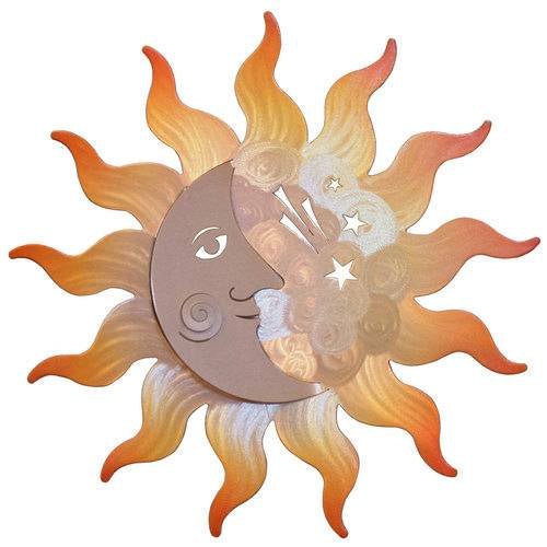 Sunburst and Crescent Moon Indoor Outdoor Metal Wall Art - inthegardenandmore.com