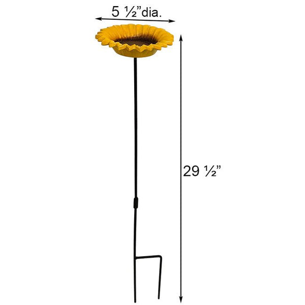 Sunflower Ceramic Garden Stake Bird Feeders – set of 2 - inthegardenandmore.com