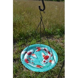 Swimming Koi Fish Hanging Glass Replacement Birdbath Bowl - inthegardenandmore.com