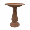 Terracotta Gloss Fiber Clay Birdbath - inthegardenandmore.com