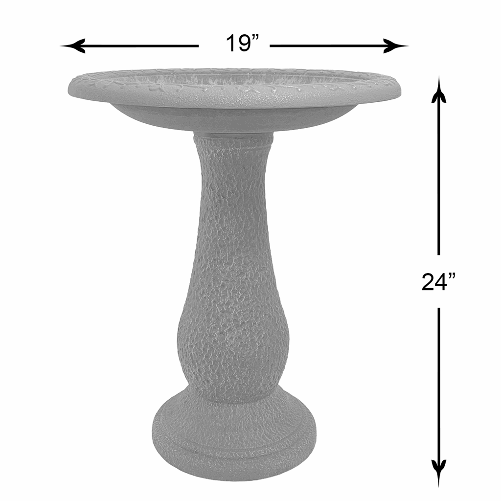 Terracotta Gloss Fiber Clay Birdbath - inthegardenandmore.com