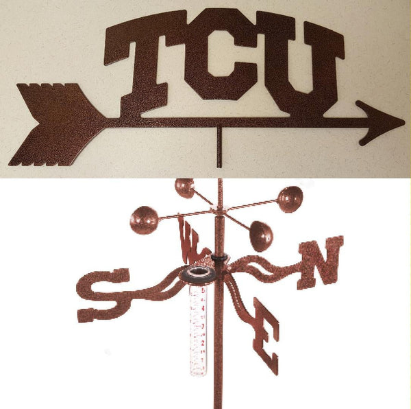 Texas Christian University Collegiate Rain Gauge Garden Stake Weathervane - inthegardenandmore.com