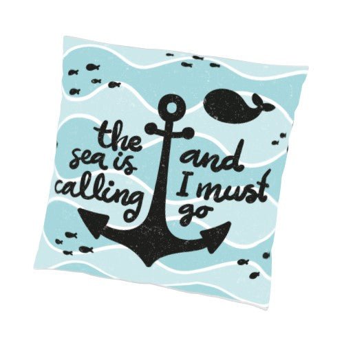 The Sea Is Calling And I Must Go Reversible Indoor Outdoor Pillow – 18” (Set of 2) - inthegardenandmore.com