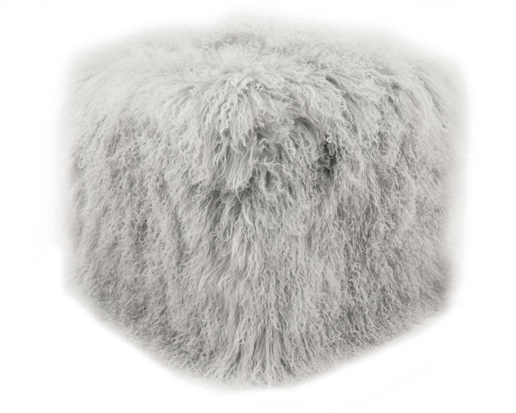 Tibetan/Mongolian Lamb Fur Pouf Ottoman – 18” - inthegardenandmore.com