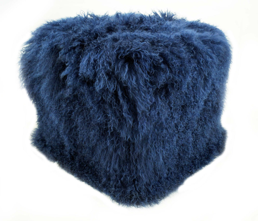 Tibetan/Mongolian Lamb Fur Pouf Ottoman – 18” - inthegardenandmore.com