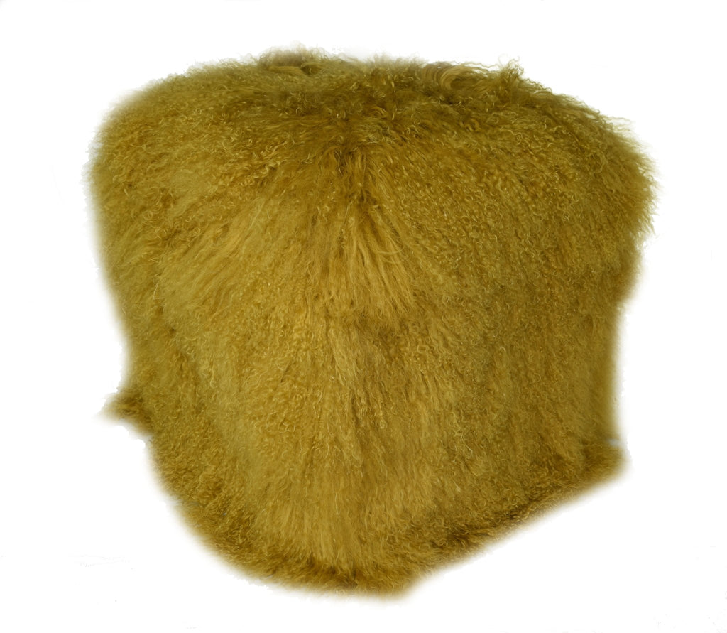 Tibetan/Mongolian Lamb Fur Pouf Ottoman – 18” - inthegardenandmore.com