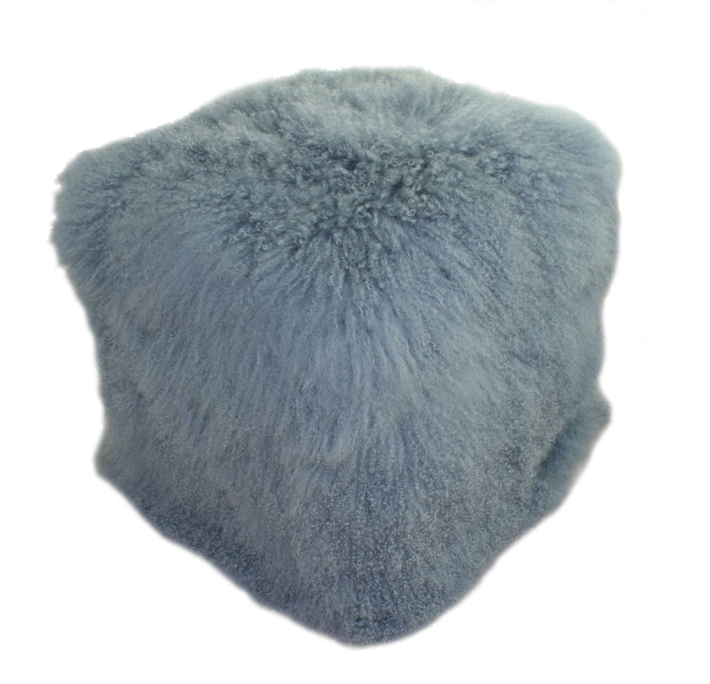 Tibetan/Mongolian Lamb Fur Pouf Ottoman – 18” - inthegardenandmore.com