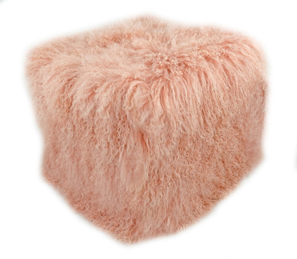 Tibetan/Mongolian Lamb Fur Pouf Ottoman – 18” - inthegardenandmore.com