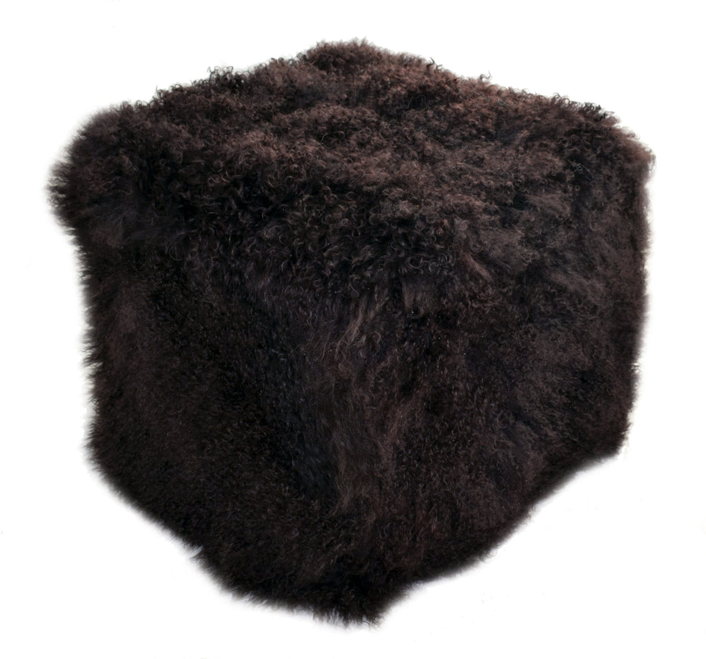 Tibetan/Mongolian Lamb Fur Pouf Ottoman – 18” - inthegardenandmore.com