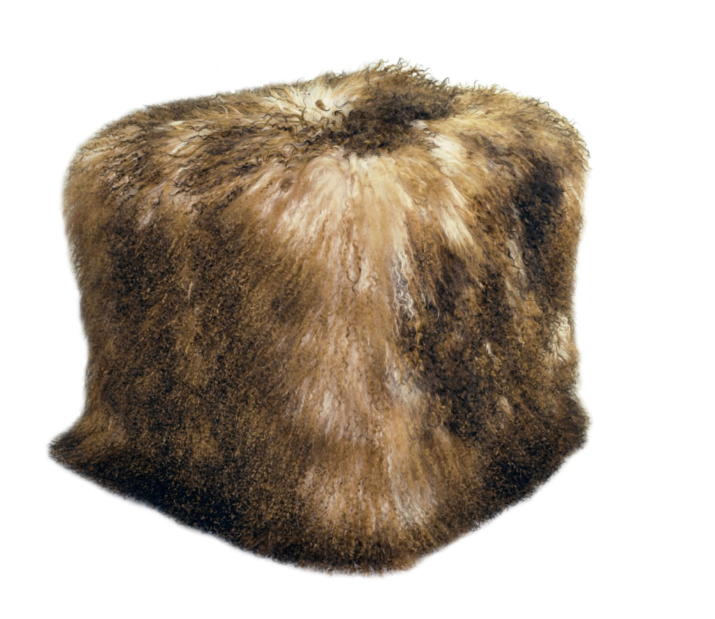 Tibetan/Mongolian Lamb Fur Pouf Ottoman – 18” - inthegardenandmore.com