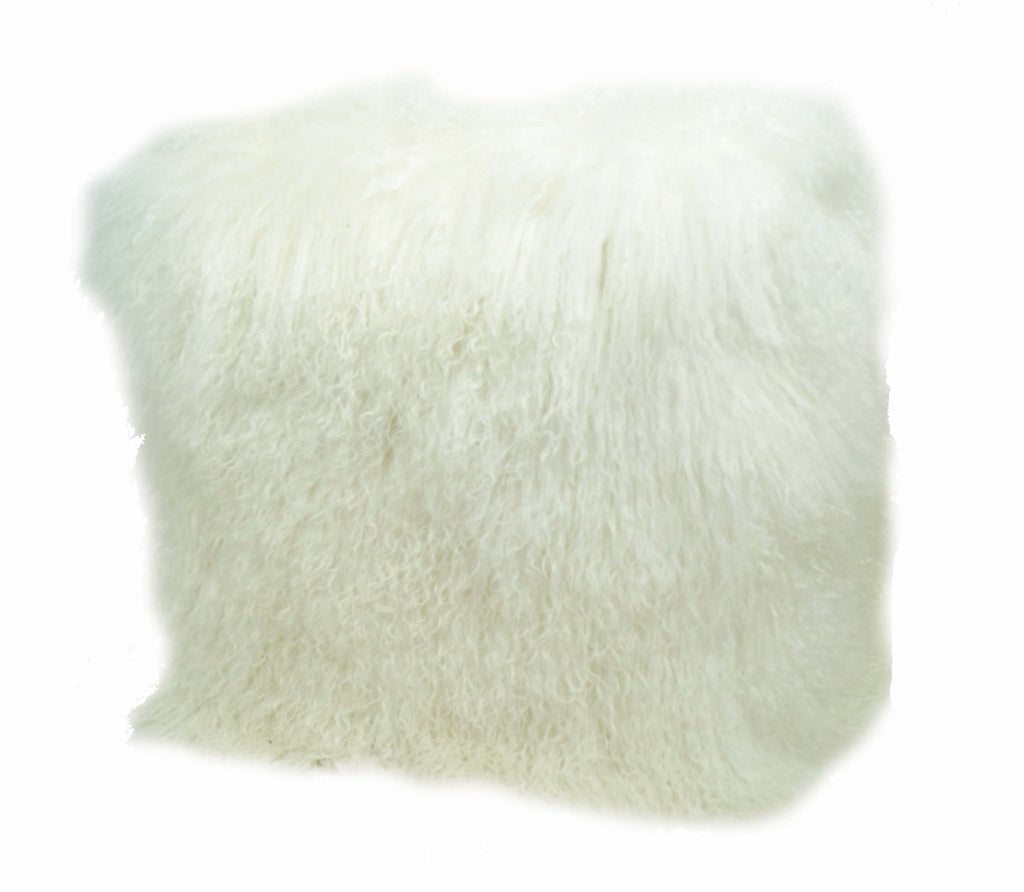 Tibetan/Mongolian Lamb Fur Pouf Ottoman – 18” - inthegardenandmore.com