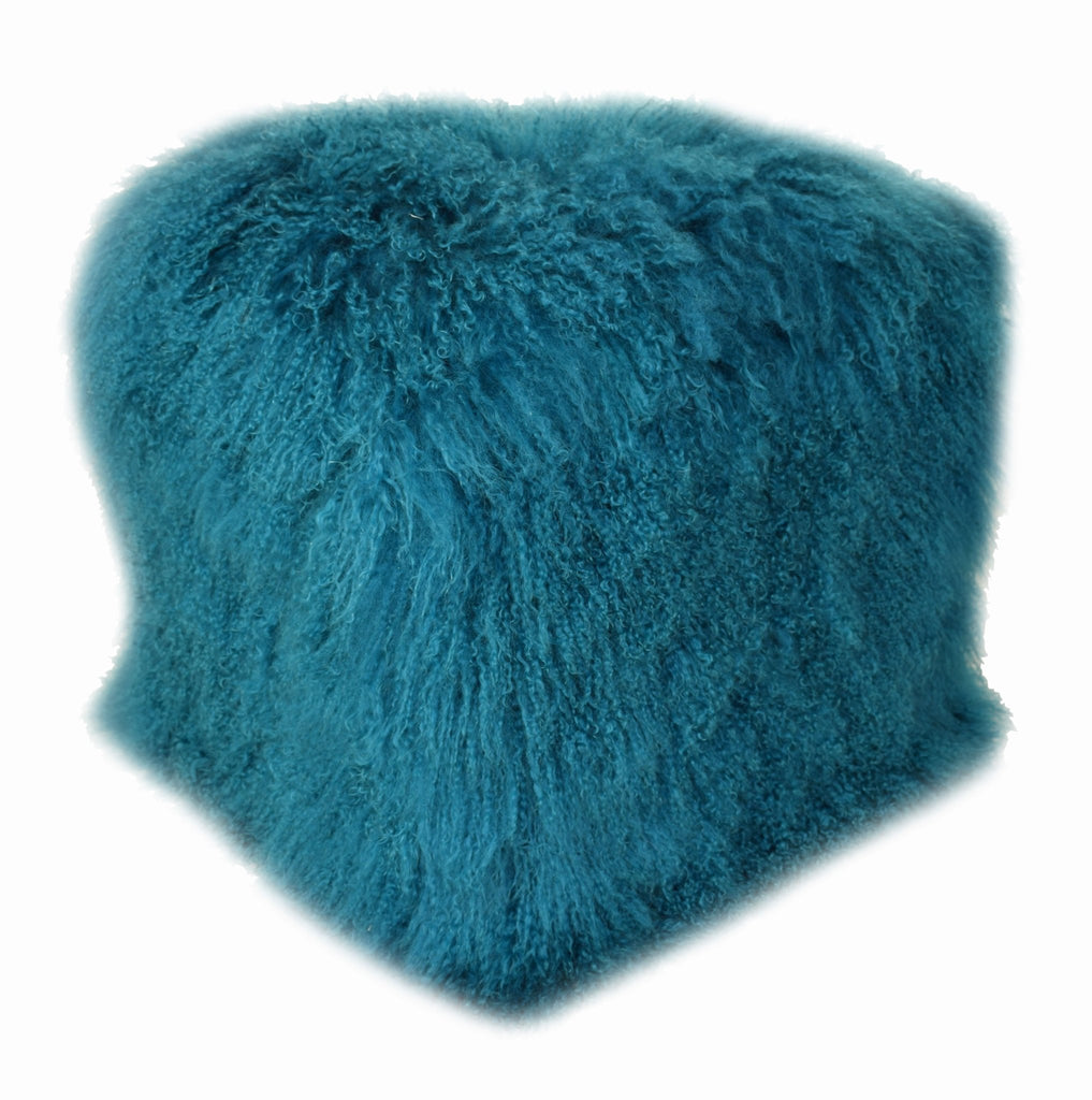 Tibetan/Mongolian Lamb Fur Pouf Ottoman – 18” - inthegardenandmore.com