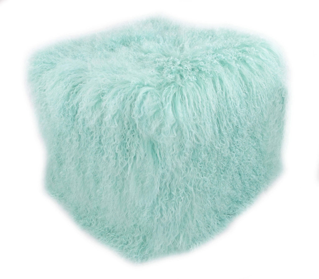 Tibetan/Mongolian Lamb Fur Pouf Ottoman – 18” - inthegardenandmore.com