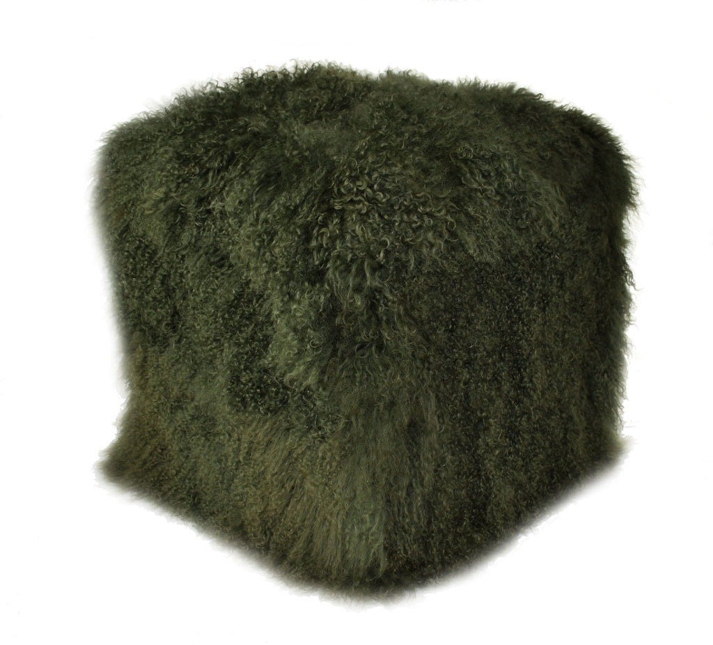 Tibetan/Mongolian Lamb Fur Pouf Ottoman – 18” - inthegardenandmore.com