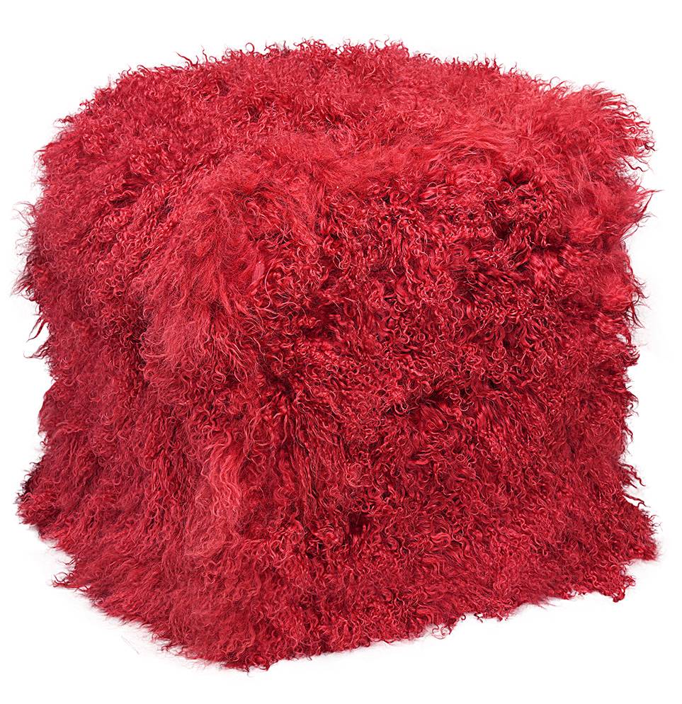 Tibetan/Mongolian Lamb Fur Pouf Ottoman – 18” - inthegardenandmore.com