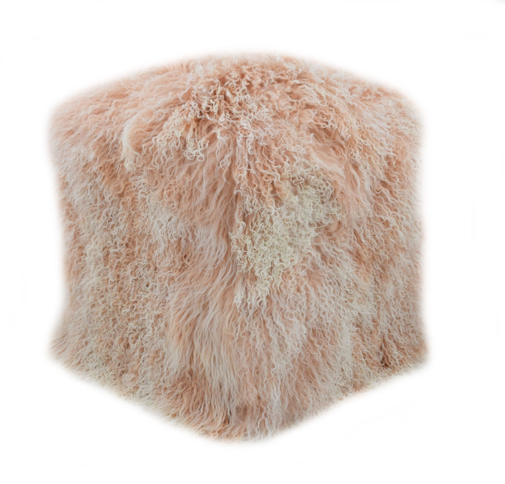 Tibetan/Mongolian Lamb Fur Pouf Ottoman – 18” - inthegardenandmore.com