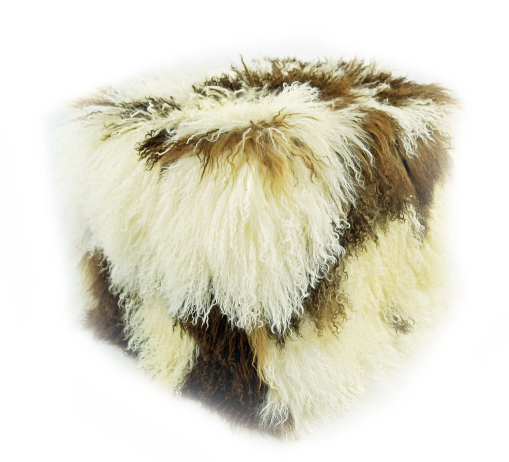 Tibetan/Mongolian Lamb Fur Pouf Ottoman – 18” - inthegardenandmore.com