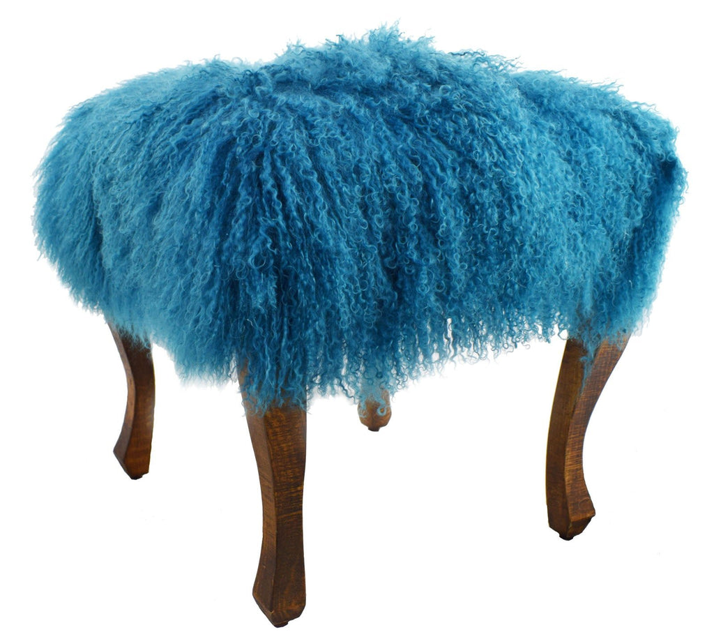 Tibetan/Mongolian Lamb Fur Stool – 18” (in 20+ colors) - inthegardenandmore.com