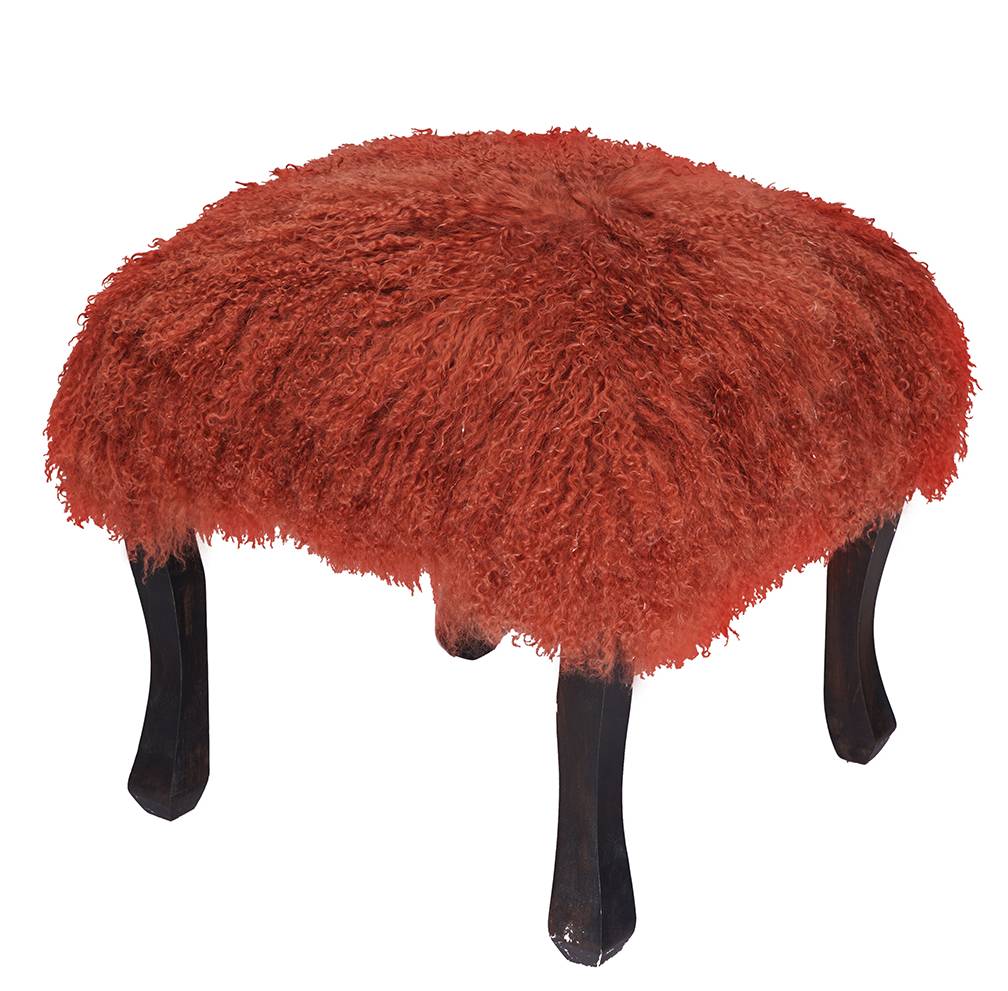 Tibetan/Mongolian Lamb Fur Stool – 18” (in 20+ colors) - inthegardenandmore.com