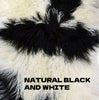 Our Natural Black and White Tibetan/Mongolian Lamb Fur Throw Pillow – 20”