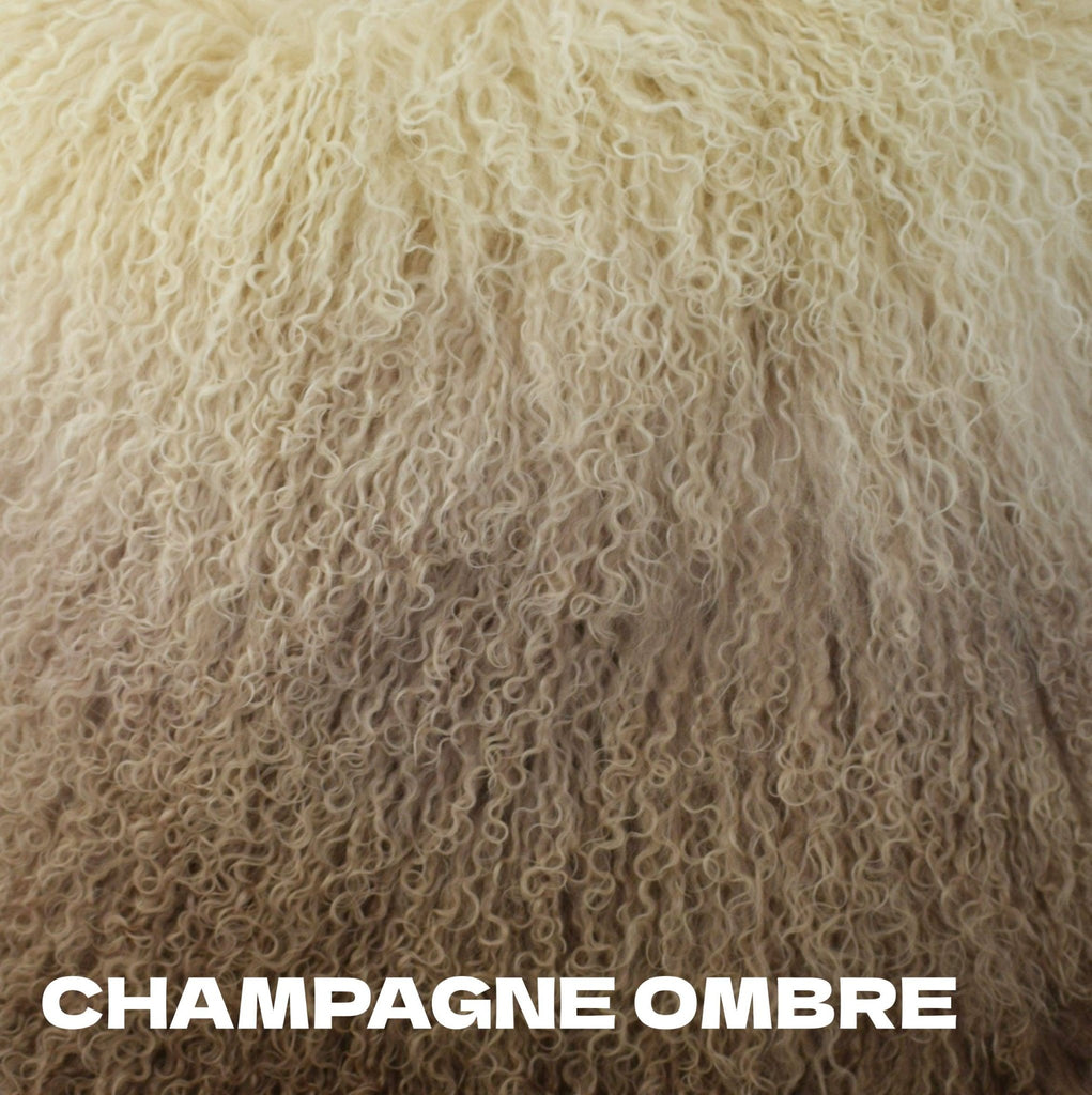 Our Champagne Ombre Tibetan/Mongolian Lamb Fur Throw Pillow – 20” 