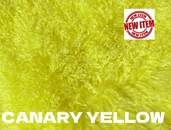 Our Canary Yellow Tibetan/Mongolian Lamb Fur Throw Pillow – 20” 