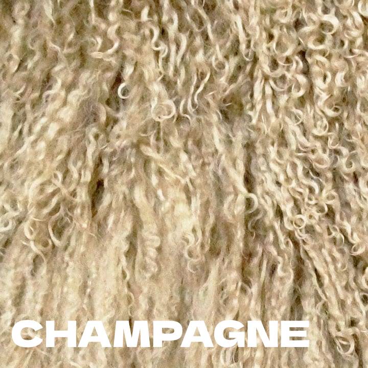 Our Champagne Tibetan/Mongolian Lamb Fur Throw Pillow – 20” 