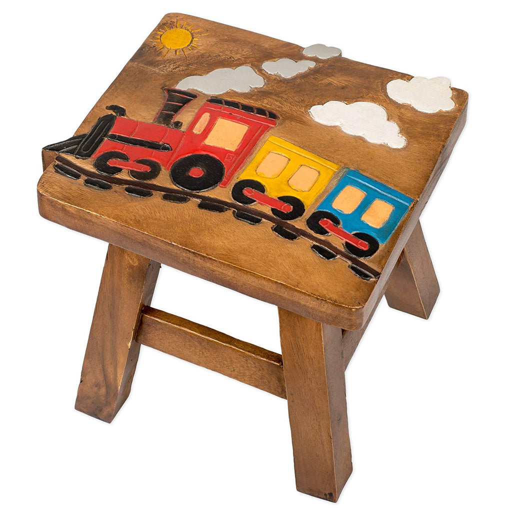 Toby the Train Handcrafted Wood Stool Footstool for Children - inthegardenandmore.com