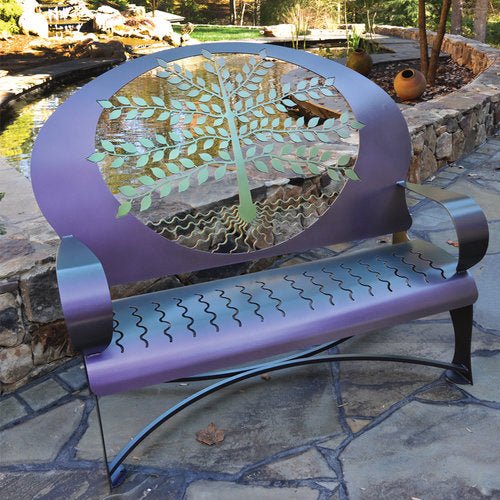 Tree of Life Indoor Outdoor Metal Bench Sculpture - inthegardenandmore.com