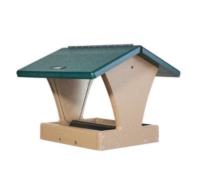 Two - Toned Poly - Lumber Double Sided Hopper Bird Feeder - Green and Taupe - inthegardenandmore.com