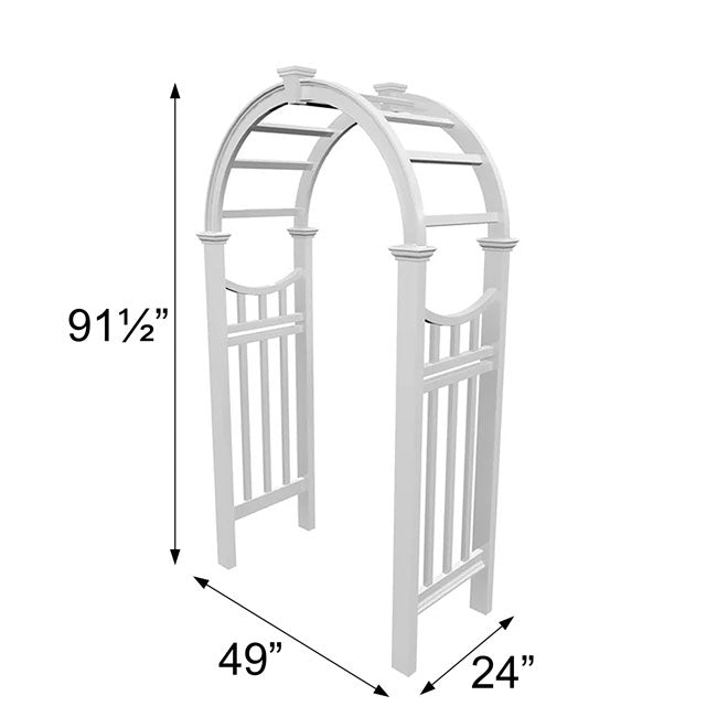 Vienna’s Garden White Vinyl Arbor - inthegardenandmore.com