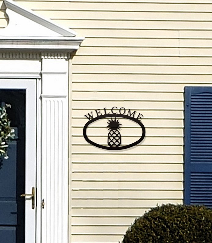 Welcome Sign With Pineapple Silhouette - inthegardenandmore.com