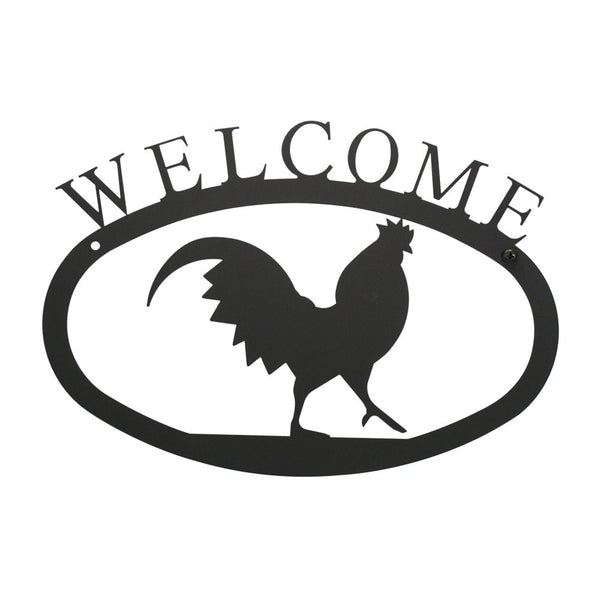 Welcome Sign With Rooster Silhouette - inthegardenandmore.com