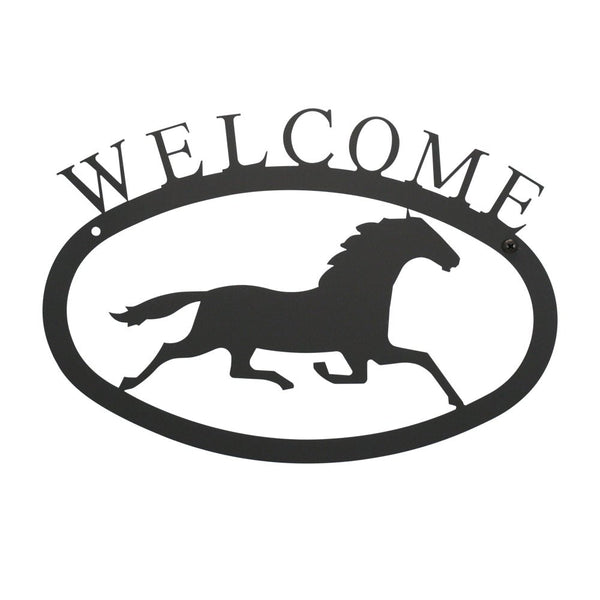 Welcome Sign With Running Horse Silhouette - inthegardenandmore.com