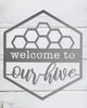 Welcome To Our Home Metal Door or Wall Greeting Quote Sign - 14” x 12” - inthegardenandmore.com