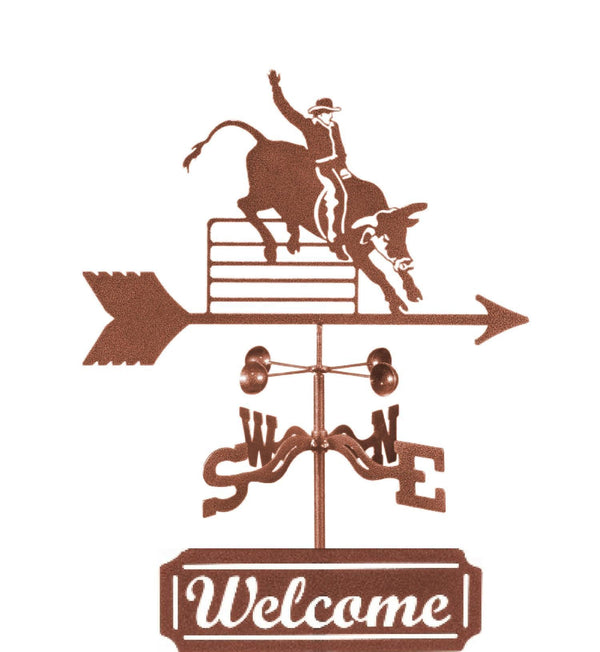 Western Bull Rider Rain Gauge Weathervane and Welcome Sign - inthegardenandmore.com